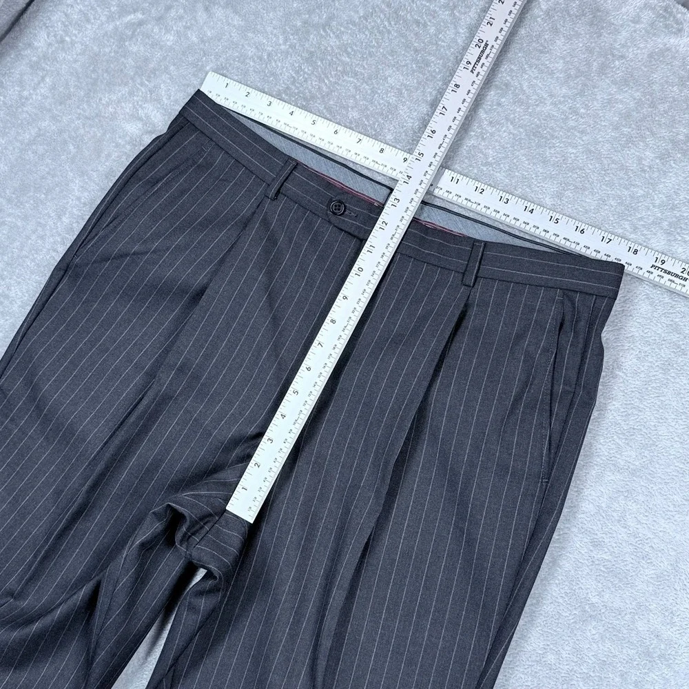 Hickey Freeman Loro Piana Tasmanian 150s Wool Suit 42L Blazer 36x32 Pants Stripe